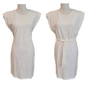 Bershka White Padded Shoulder Tank Dress Sz Medium